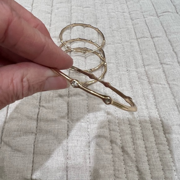 Gold Stack of 4 Bracelets - Picture 2 of 3